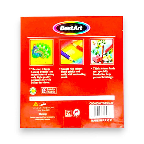 BestArt Fiber-Colour 12 Classic Colored Pencils Glagil