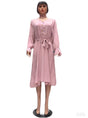 Long-Sleeve Belted Dress Glagil