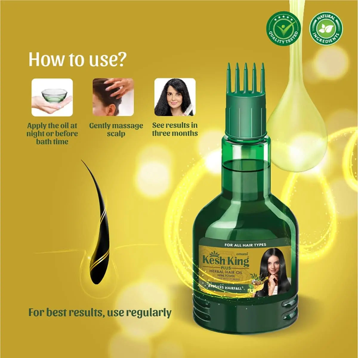 Kesh King Herbal Hair Oil Reduces Hair Fall, 60ml Glagil