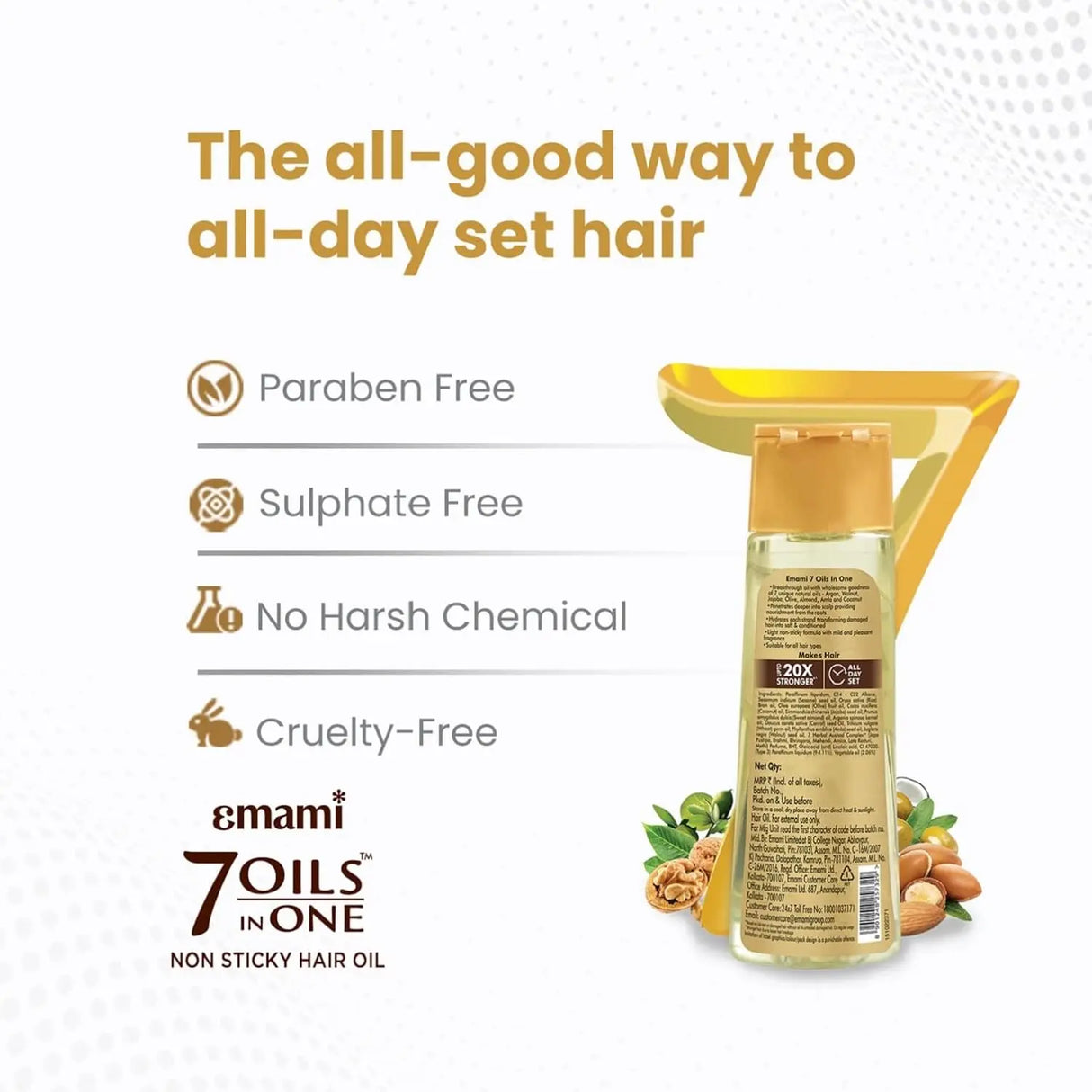 Emami 7 Oils In One Non-Sticky Hair Oil, 100ml Glagil