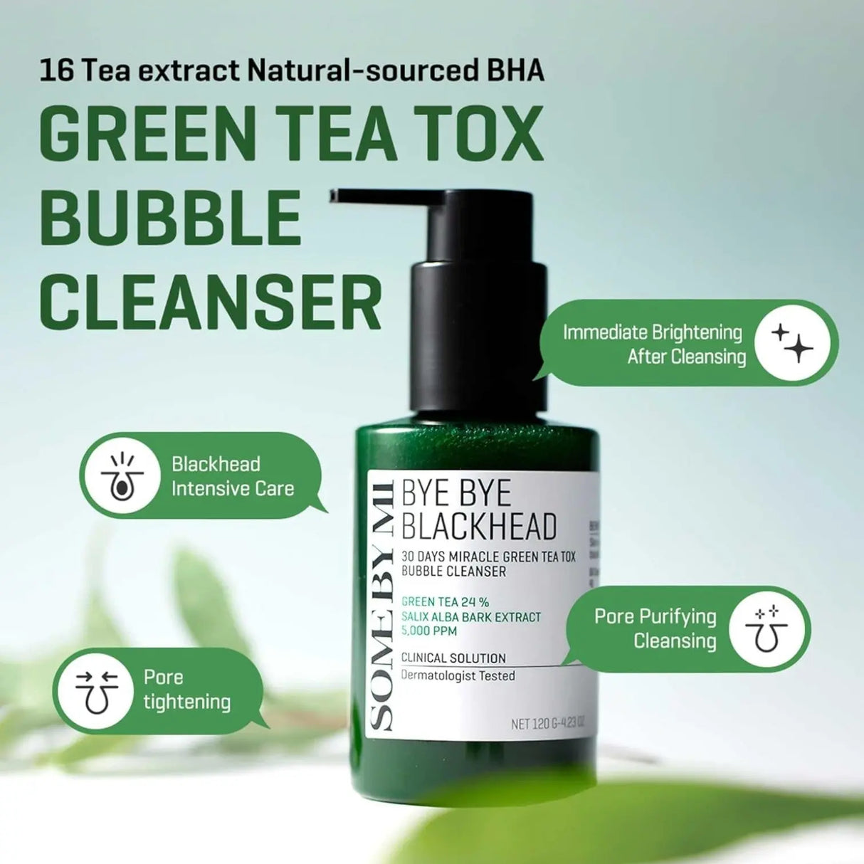 Bye Bye Blackhead Green Tea Tox Bubble Cleanser 120g Glagil