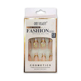 Only Beauty Luxe Artificial Nail Tips With Flower Gold Rhinestone 12pcs Glagil