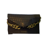 VIVQ Crocodile Pattern Shoulder Bag with Gold Chain Clutch Glagil