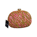 Pink and Gold Embellished Clutch- QA4157 Glagil