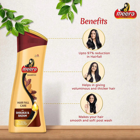 Meera Shampoo Hair Fall Care with Shekakai and Badam, 180ml Glagil