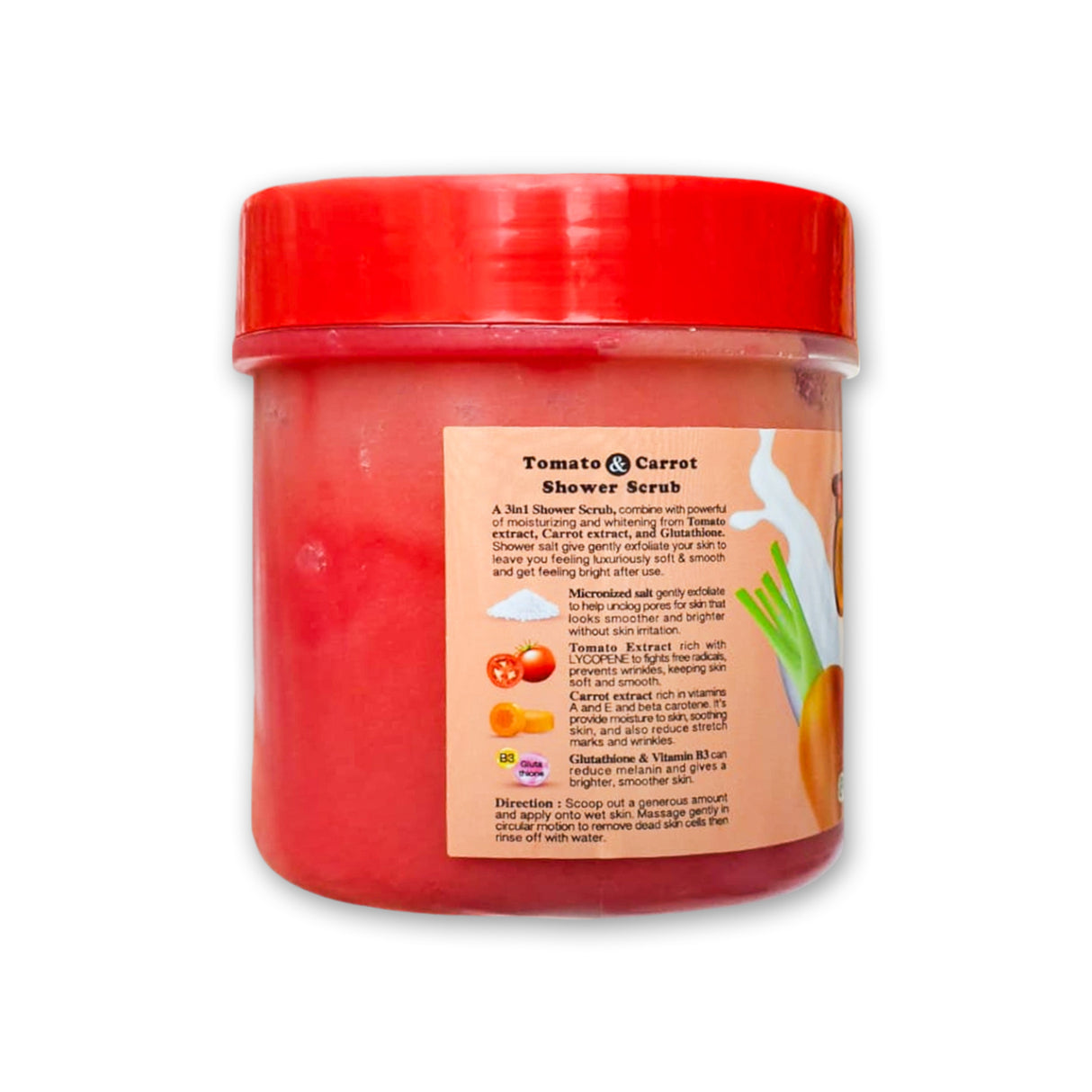 Tomato Carrot Shower Scrub 300g - Glagil