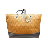 Large Tan Quilted Tote Bag with Chain Straps- QA4136 Glagil