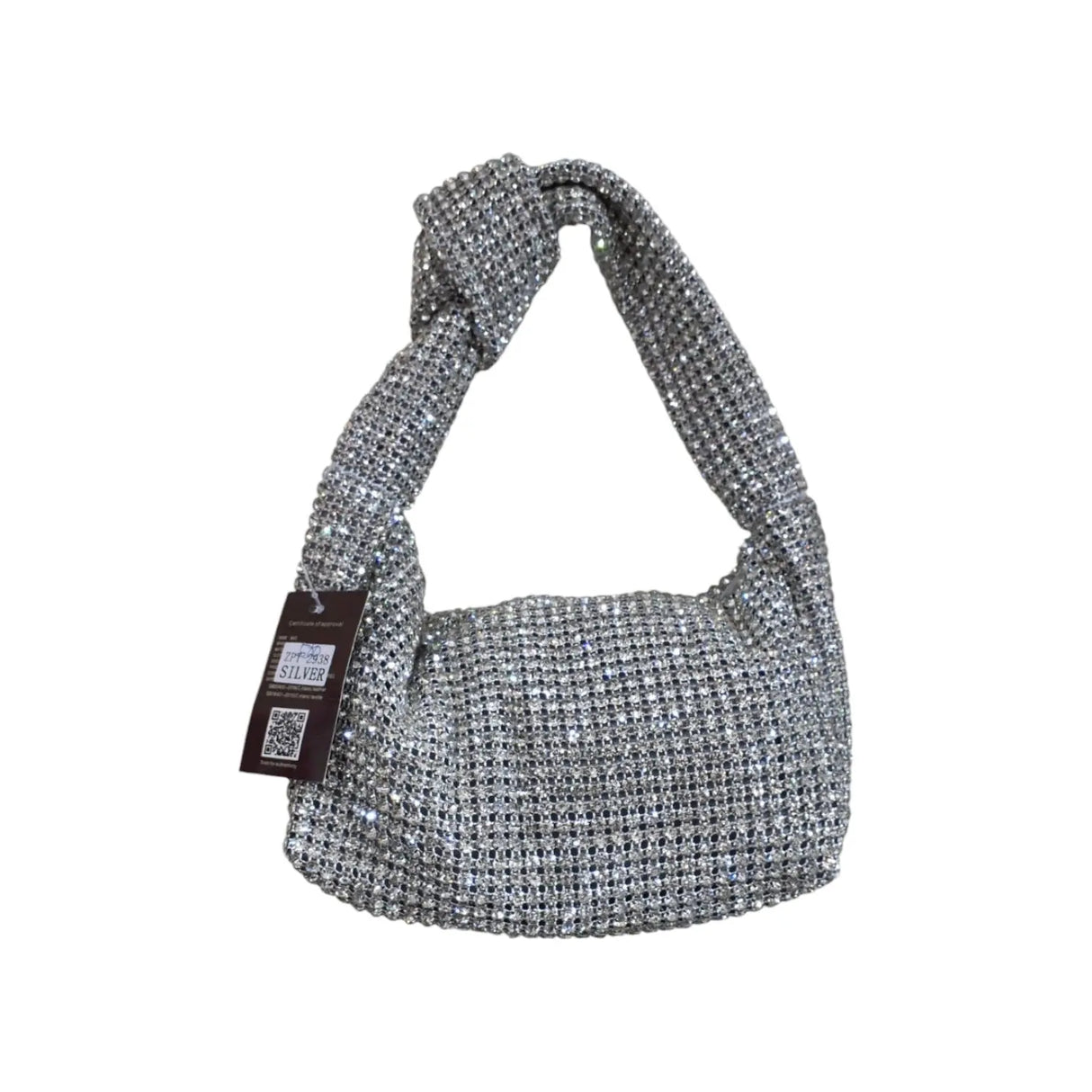 Silver Crystal Knotted Shoulder Bag Glagil