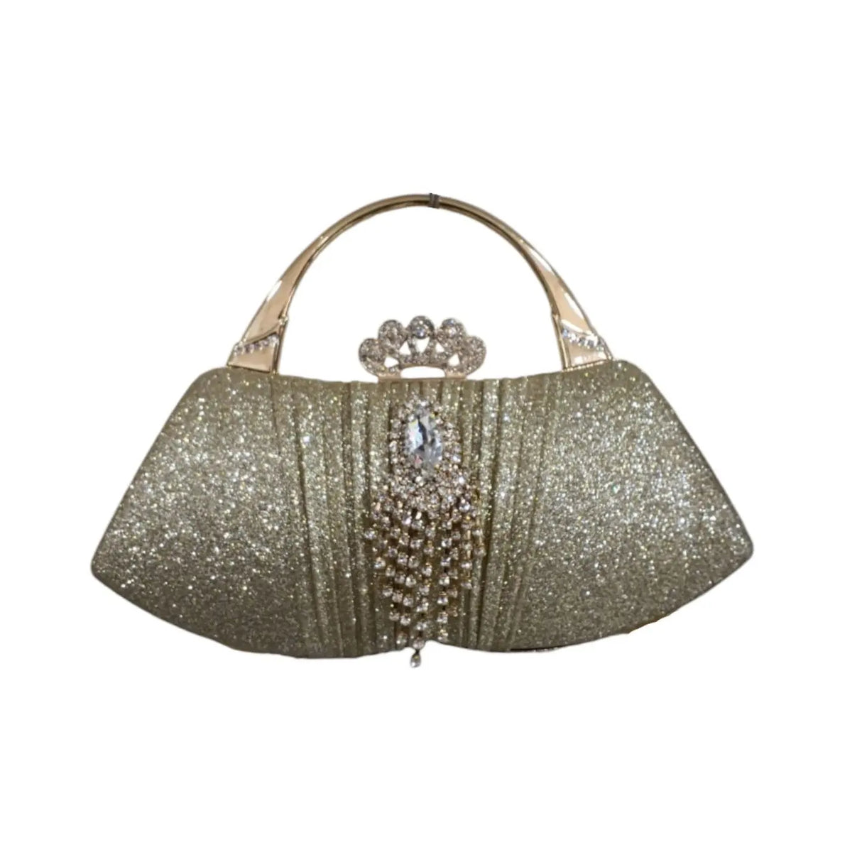 Crystal Clutch Bag with Crown and Tassel Glagil