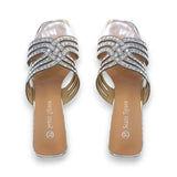 Women Rhinestone Block Heel Sandal Glagil