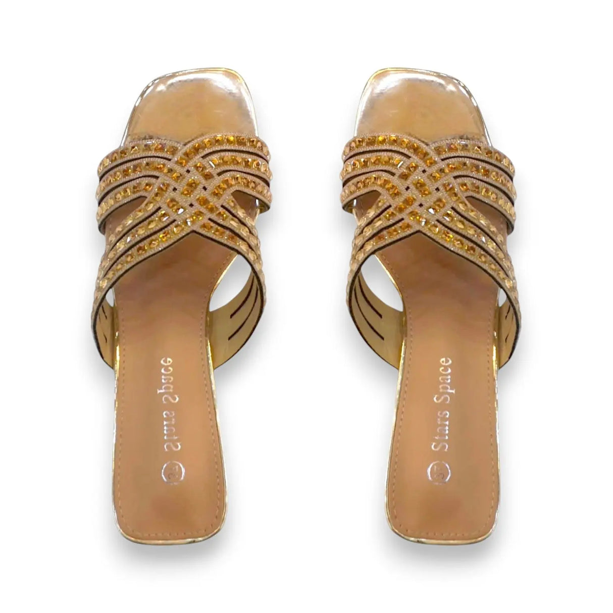 Women Rhinestone Block Heel Sandal Glagil