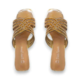 Women Rhinestone Block Heel Sandal Glagil