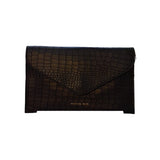 VIVQ Crocodile Pattern Shoulder Bag with Gold Chain Clutch Glagil