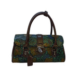 Vernika Embossed Floral Pattern with Buckle Detail Satchel Bag - Glagil