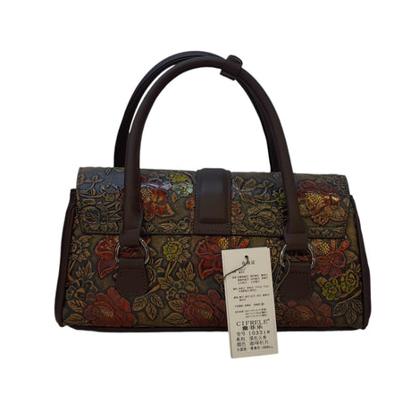 Vernika Embossed Floral Pattern with Buckle Detail Satchel Bag - Glagil