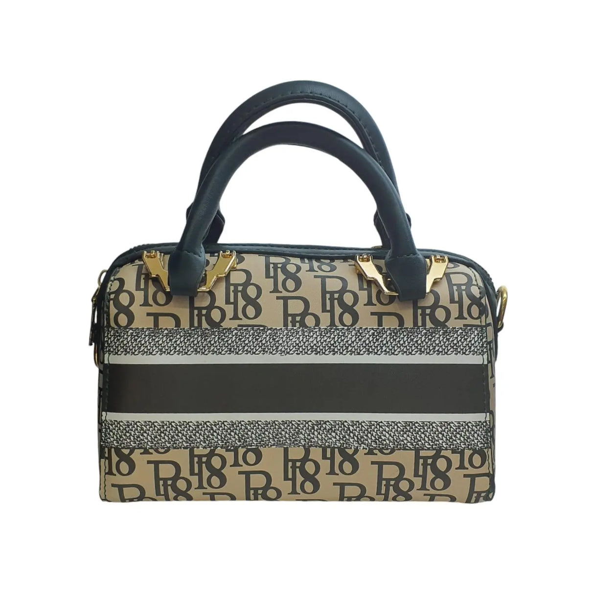 Woven Top-Handle Bag with Gold Logo Glagil