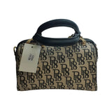 Woven Top-Handle Bag with Gold Logo Glagil