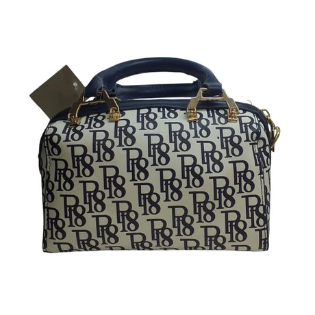 Woven Top-Handle Bag with Gold Logo Glagil