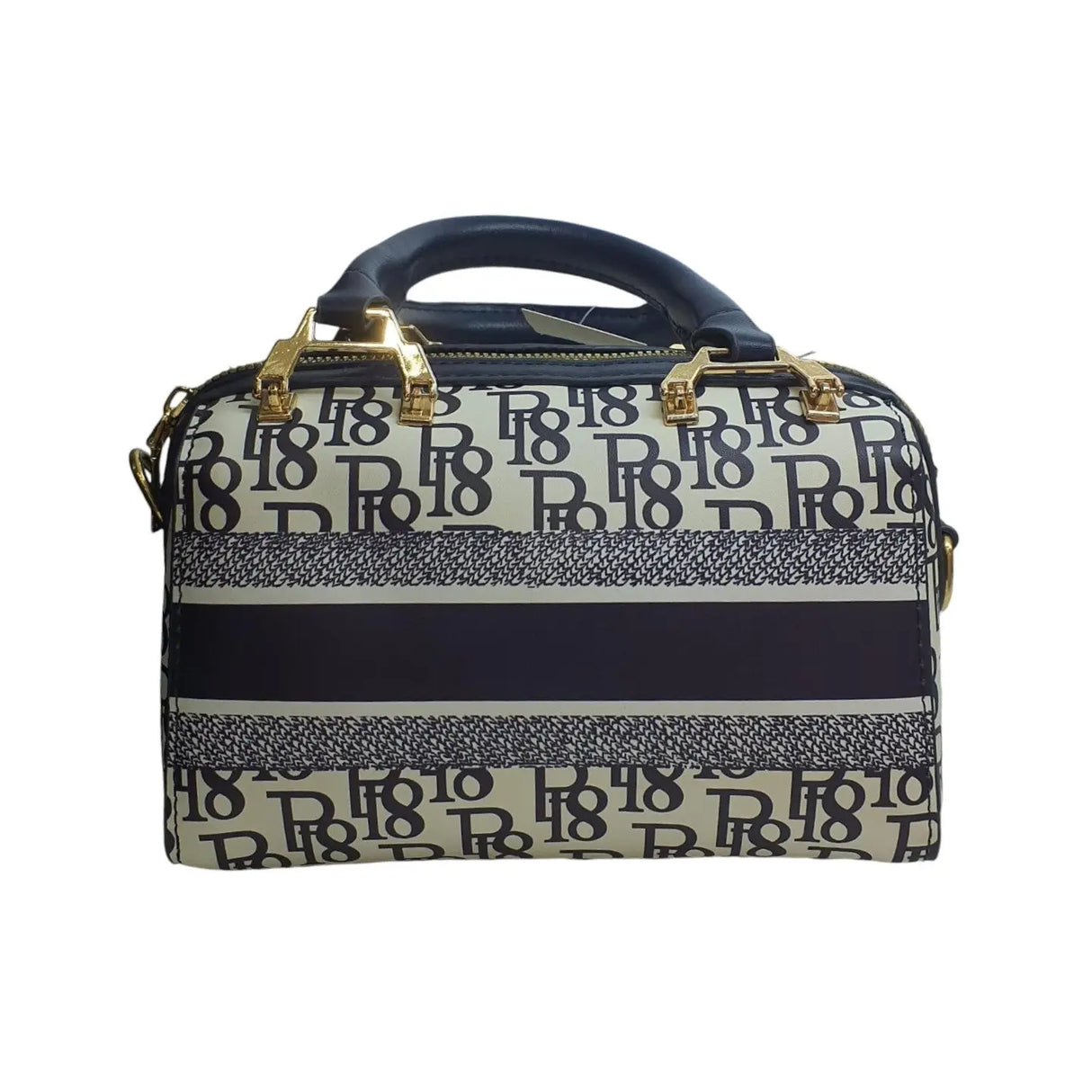 Woven Top-Handle Bag with Gold Logo Glagil