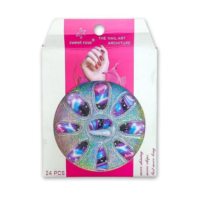 Sweet Rose Galaxy Nail Tips 24pcs Glagil