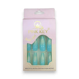 Pink Key Gel Shine Nail Tips With Crackle Effect 12 pcs Glagil