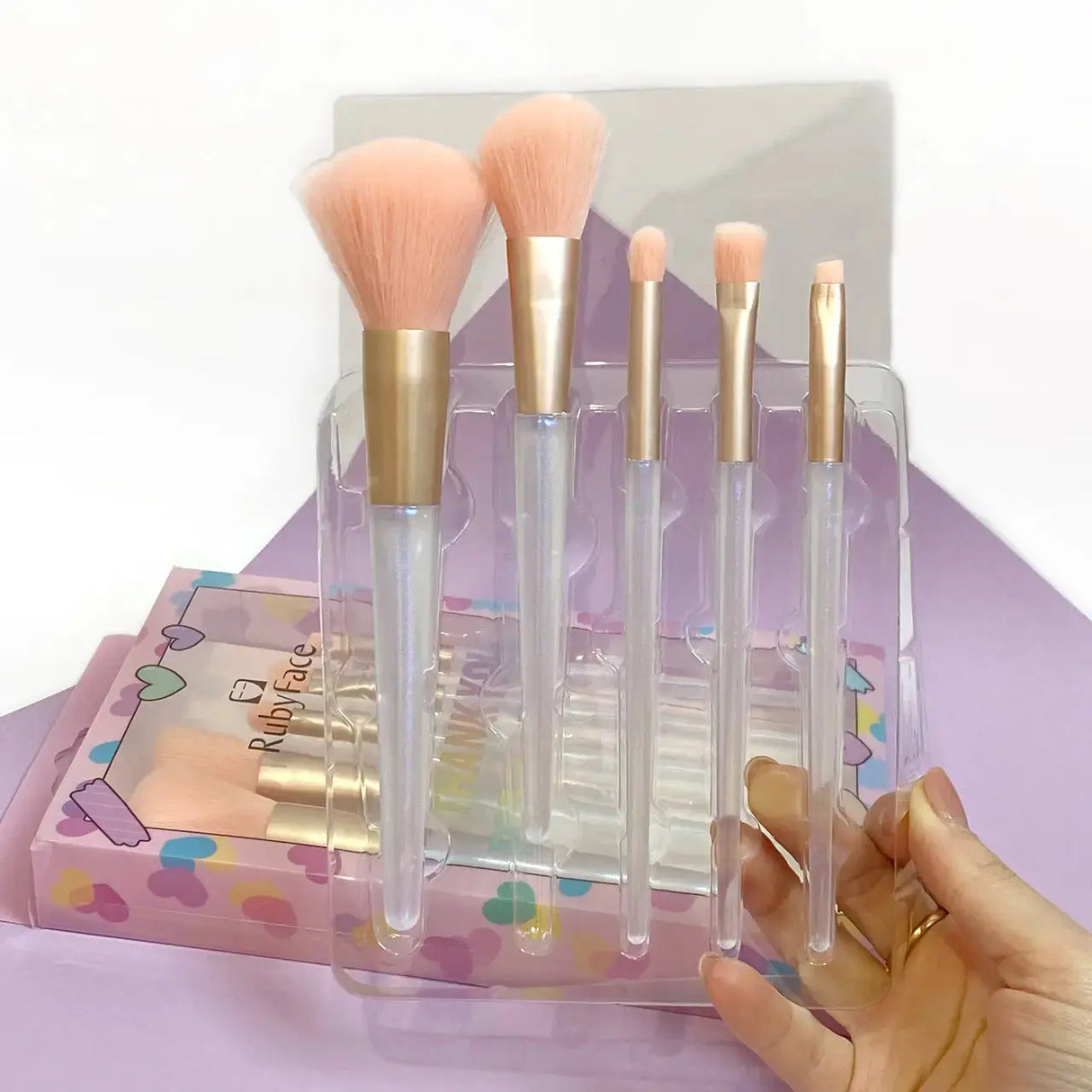 Rubyface 5-piece pastel makeup brush set Glagil