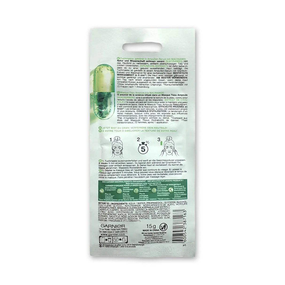 Garnier Niacinamide Ampoule Sheet Mask 15g Glagil