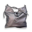 Oyalah Large Metallic Leather Tote Bag with Braided Strap and Ring Detail - Glagil