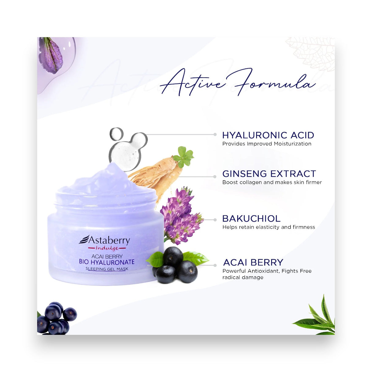 Astaberry Acai Berry Bio Hyaluronate Sleeping Gel Mask  50g Glagil