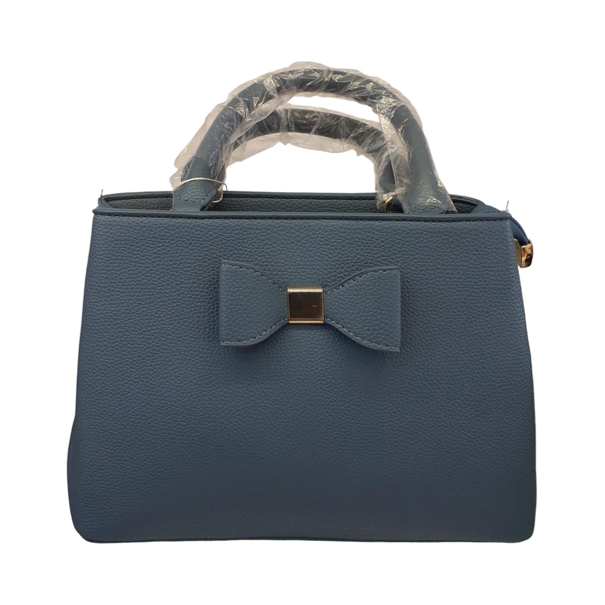 Blue Bow Accent Leather Handbag Glagil