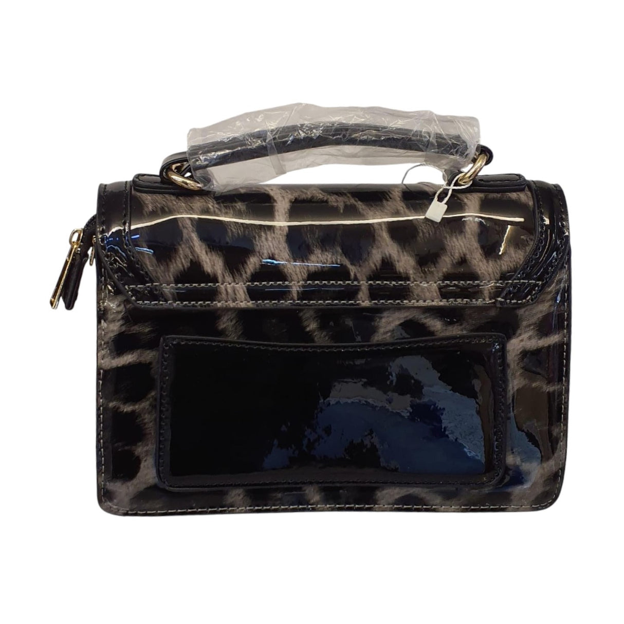 Leopard Print Patent Handbag with circle buckled Glagil