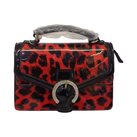 Leopard Print Patent Handbag with circle buckled Glagil