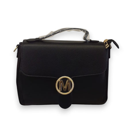 Leather Handbag with Gold M Accent Glagil