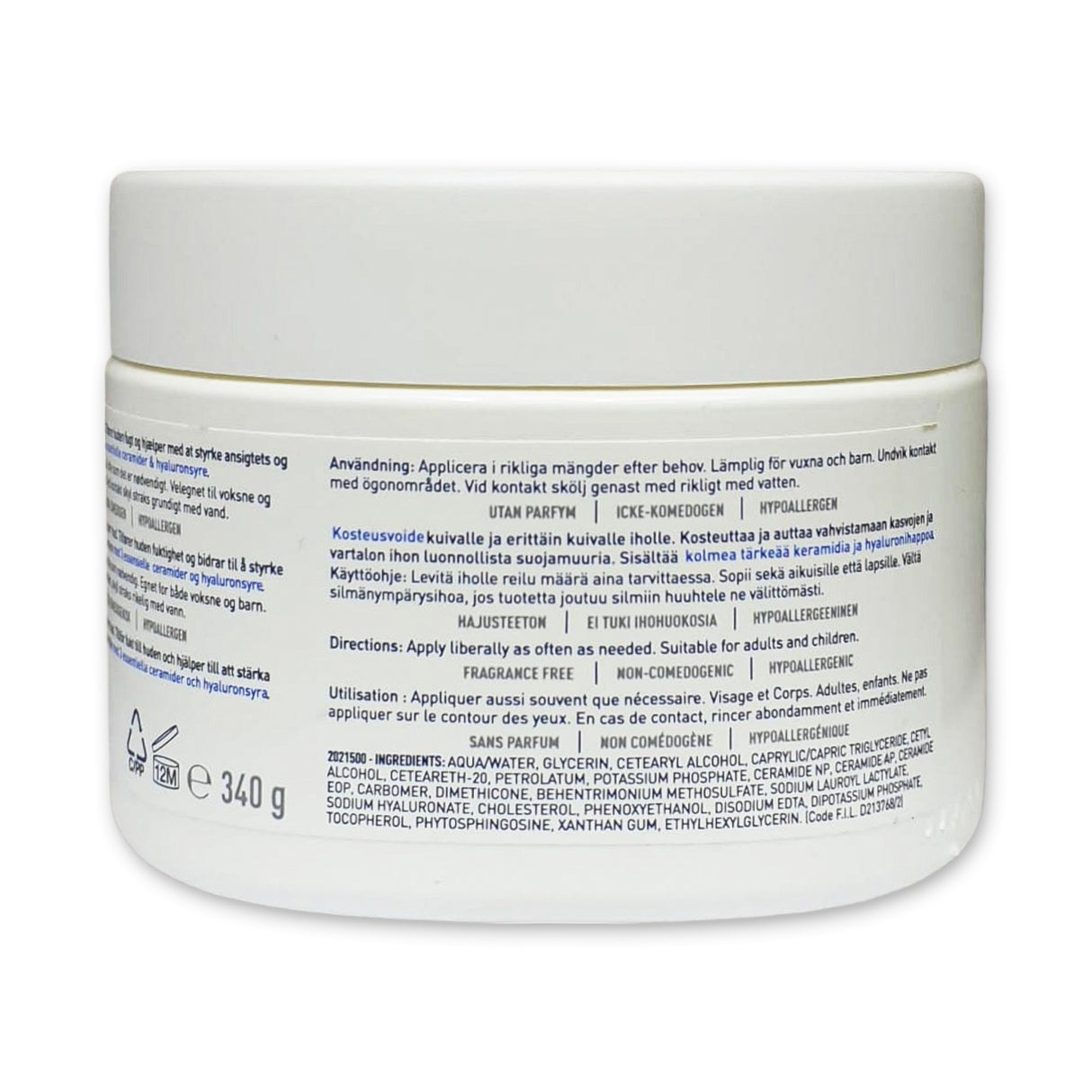 CeraVe Moisturising Cream with 3 Ceramides and Hyaluronic Acid 340g Glagil