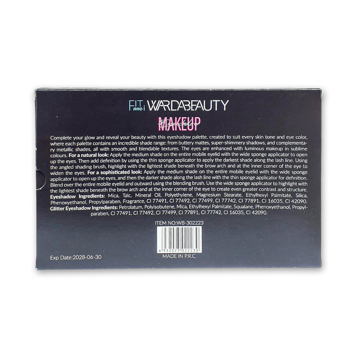 Warda Beauty Shiny and Matte Eyeshadow Palette Glagil