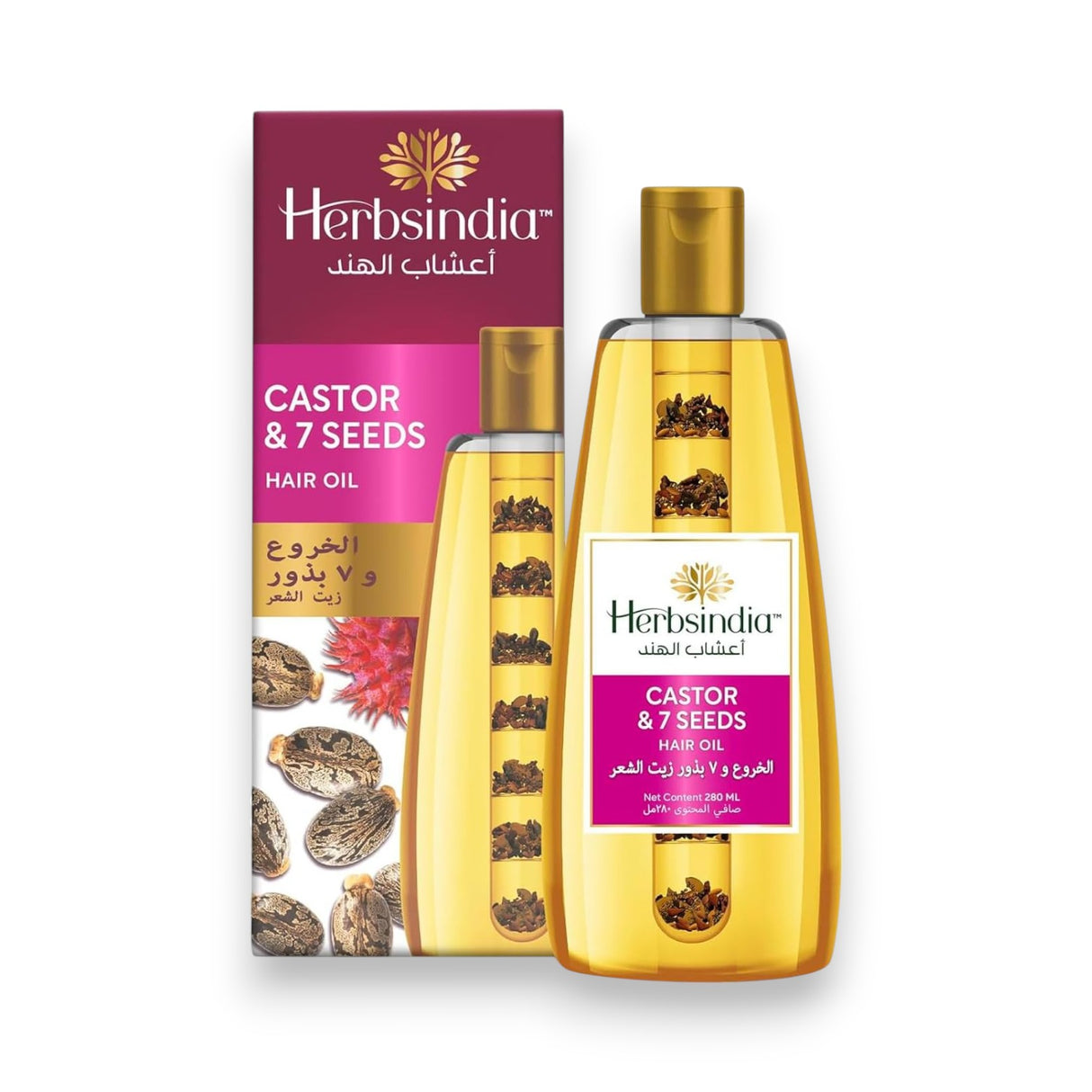 Herbsindia Castor and 7 Seeds Hair Oil 280ml Glagil