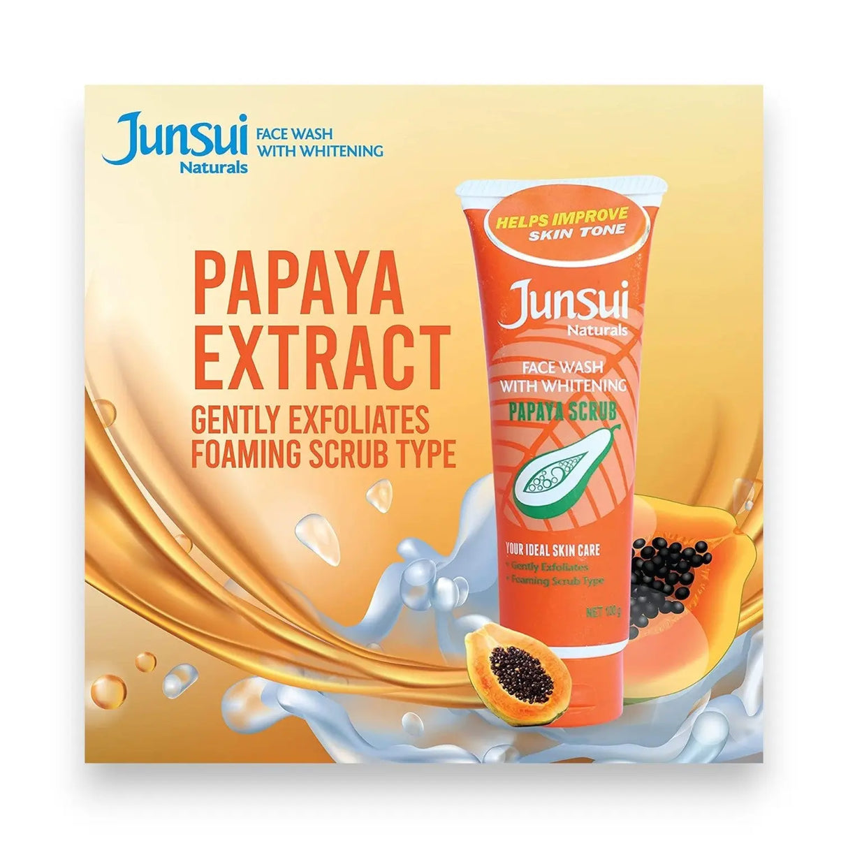 Junsui Naturals Face Wash Whitening Papaya Scrub 100g Glagil