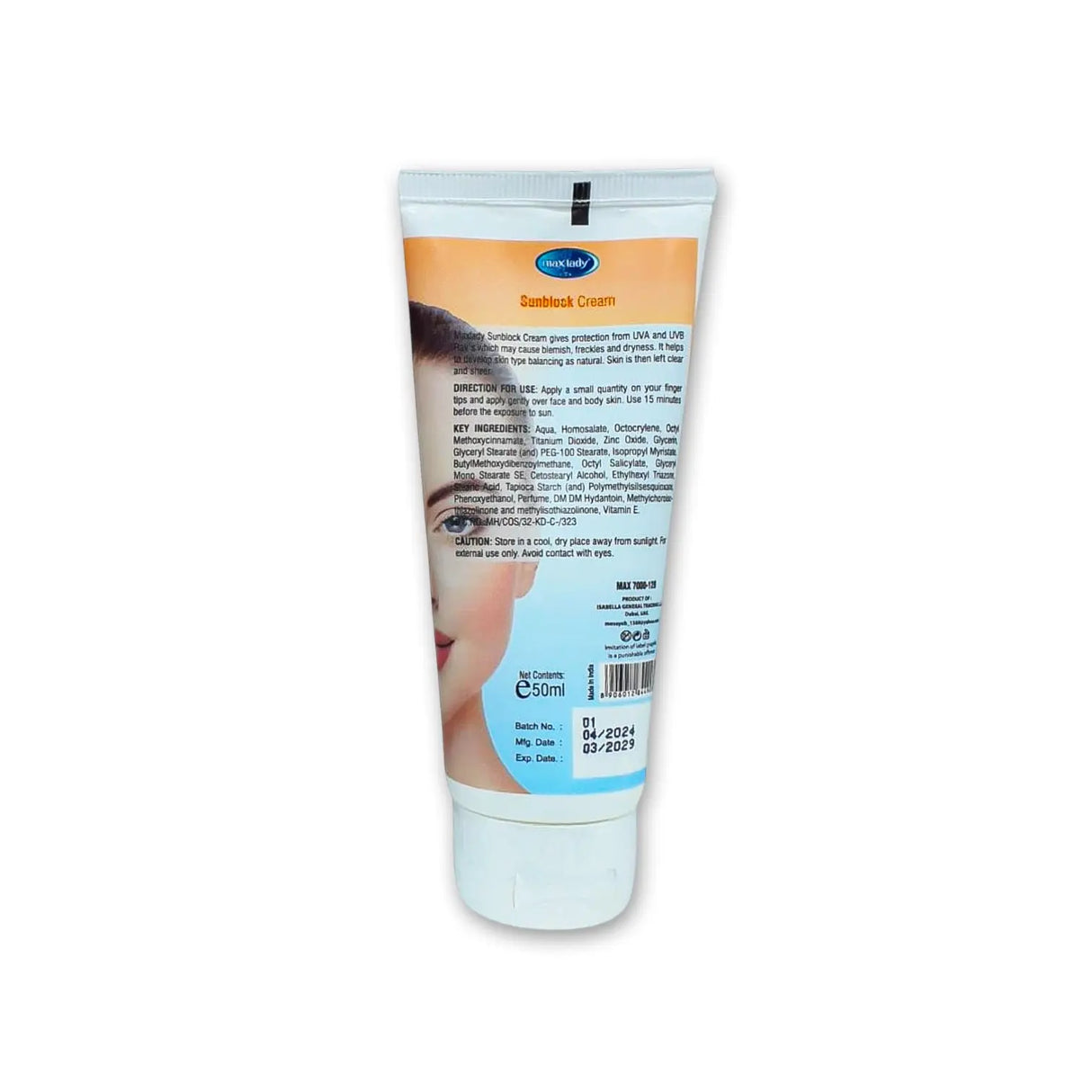 Max Lady Sunblock Cream SPF50 - 50ml Glagil