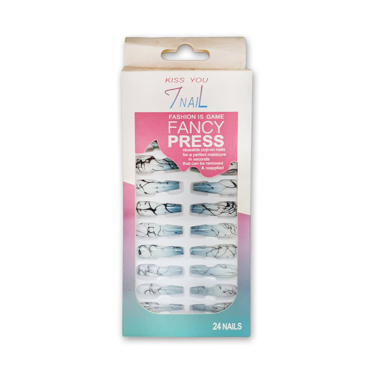 Kiss You Fancy Press Nail - 24 Nails Glagil