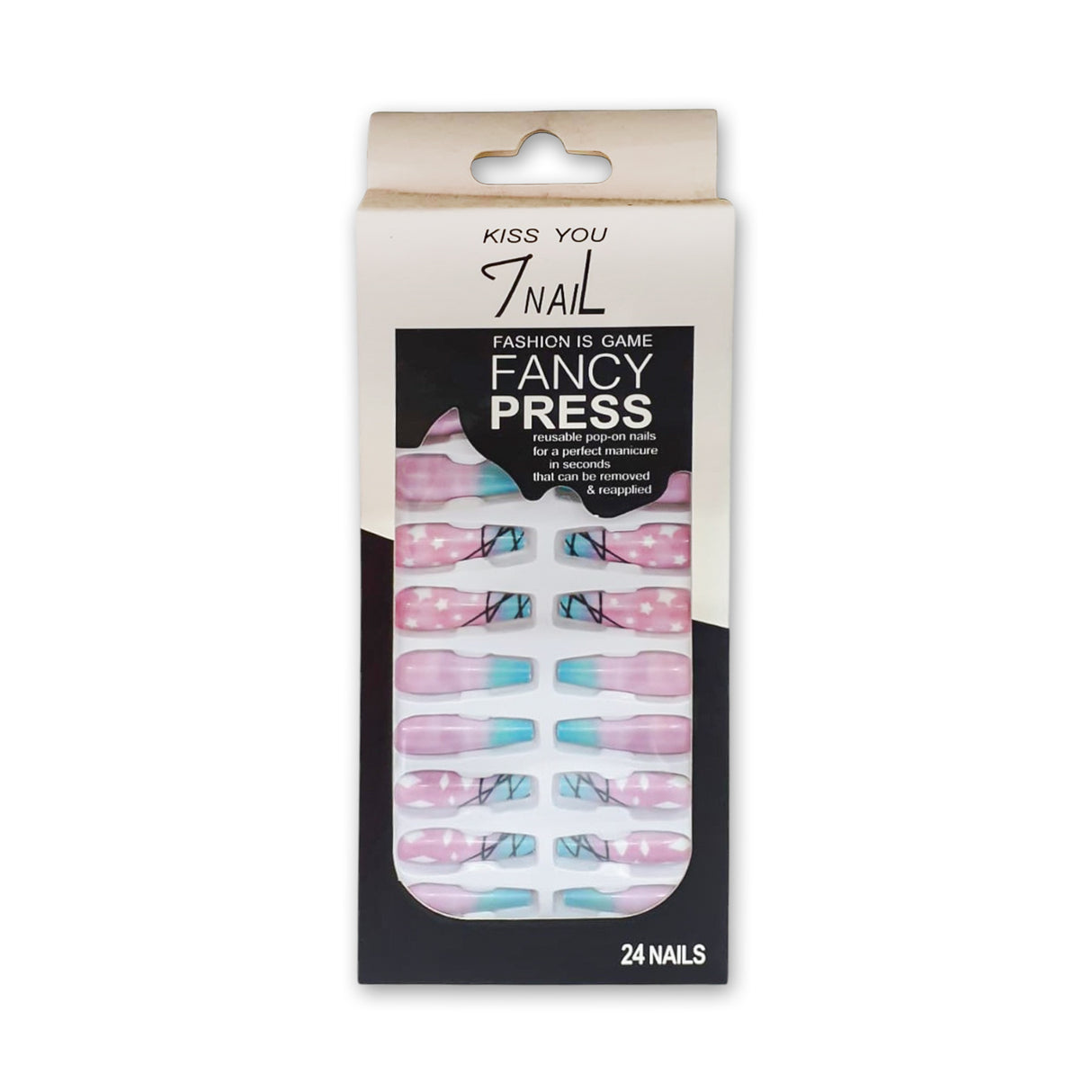 Kiss You Fancy Press Nail - 24 Nails Glagil