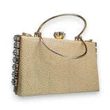 Nice Style  Metallic Clutch Purse with Rhinestones Glagil