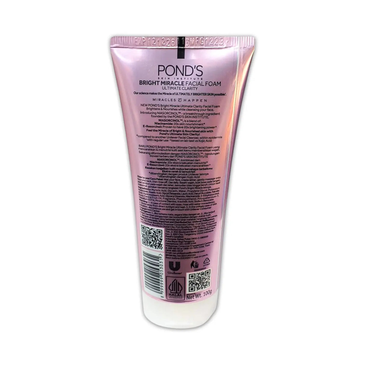 Ponds Bright Miracle Facial Foam 100g Glagil