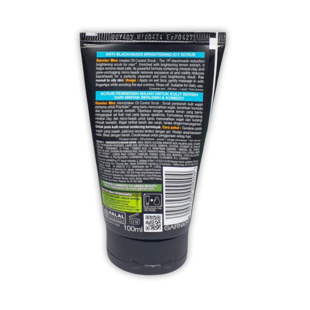 Garnier Men Oil Control Anti-Blackheads Brightening Icy Scrub 100ml Glagil