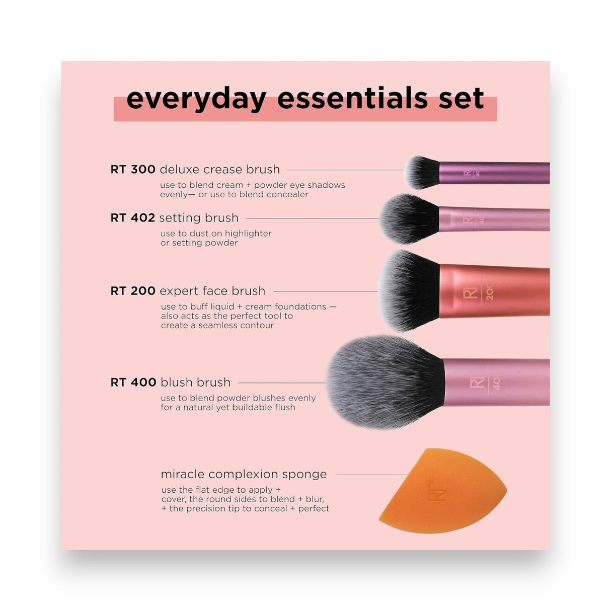 Real Techniques Everyday Essential Makeup Brush Set Glagil