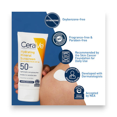 CeraVe Hydrating Mineral Sunscreen SPF50 150ml Glagil