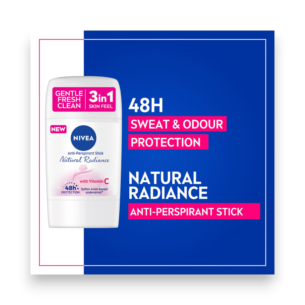 Nivea 3 in1 Natural Radiance with Vitamin C Anti-Perspirant Stick Deodorant  50ml Glagil