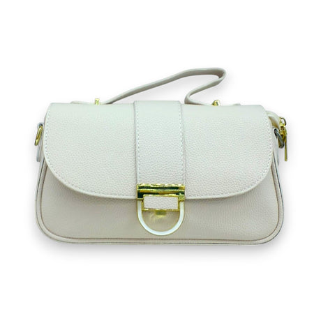 Ivory Leather Shoulder Bag with Buckle Glagil