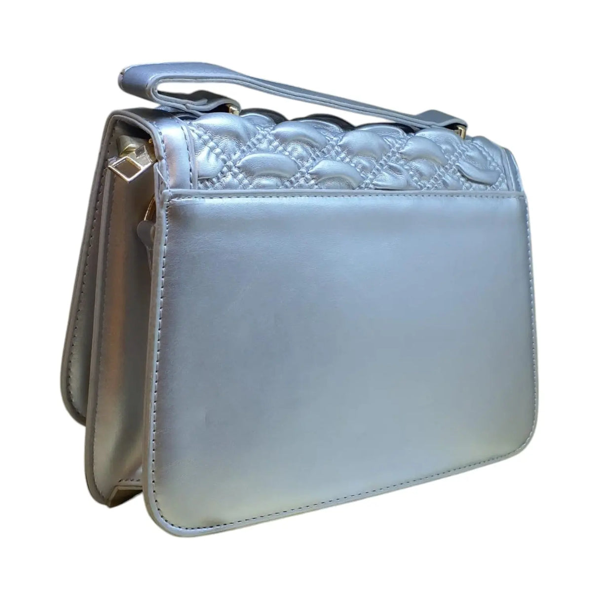 Embossed Shoulder Bag with Metal Accent Center - Glagil