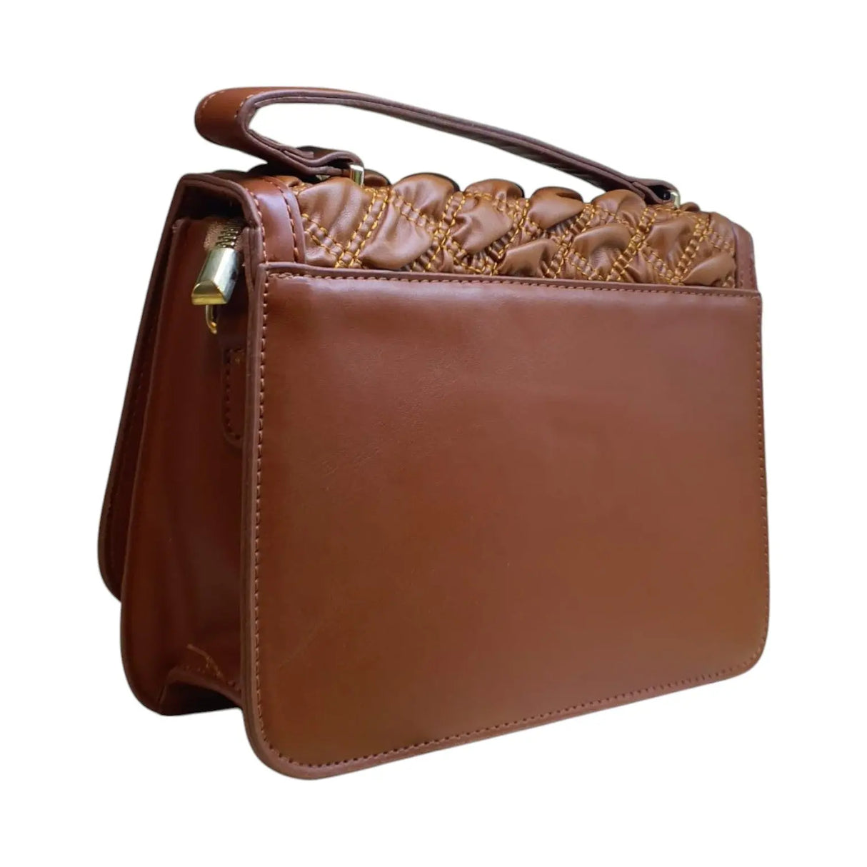 Embossed Shoulder Bag with Metal Accent Center - Glagil