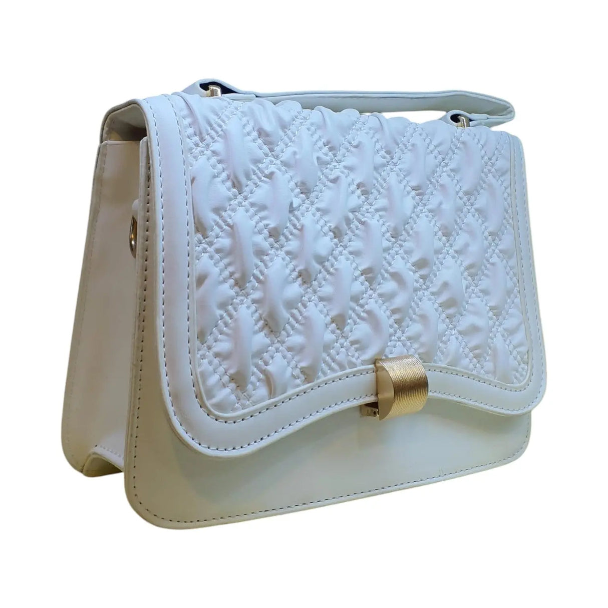 Embossed Shoulder Bag with Metal Accent Center - Glagil